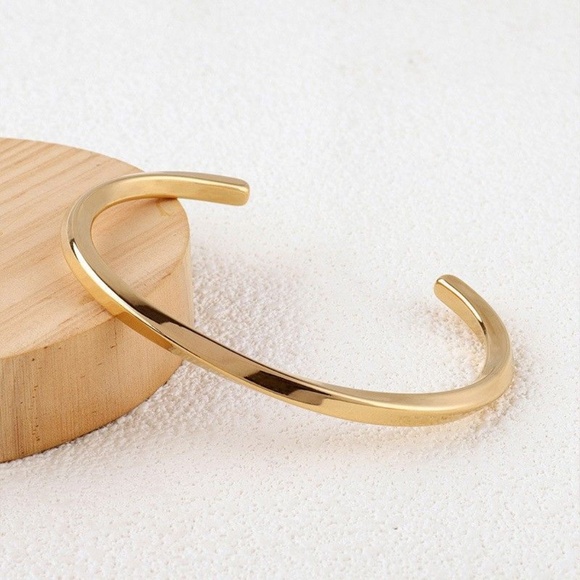 Mens Stainless Steel Titanium Gold Cuff Bracelet Wristband - Picture 6 of 6